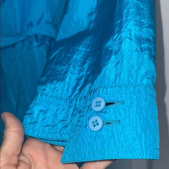 Vintage nylon long Blue rain Trench Coat size 10 - Picture 7 of 16